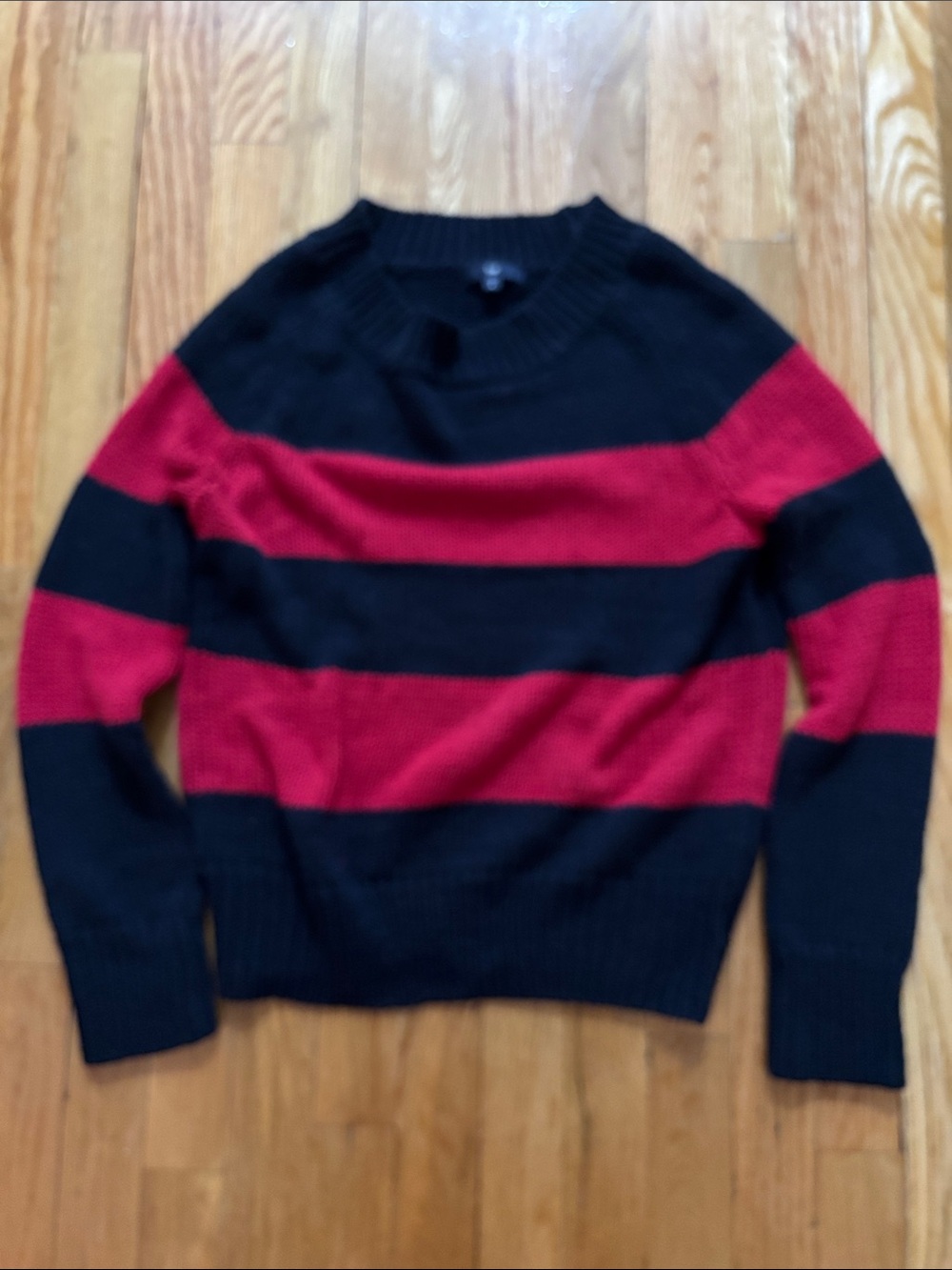 GAP Black and Red Striped Crewneck Sweater